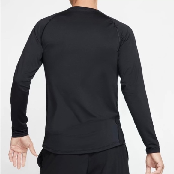 Nike Pro Slim Fit Training Shirt Black Long Sleeve Athletic Swoosh Logo Lg NEW - Picture 11 of 12